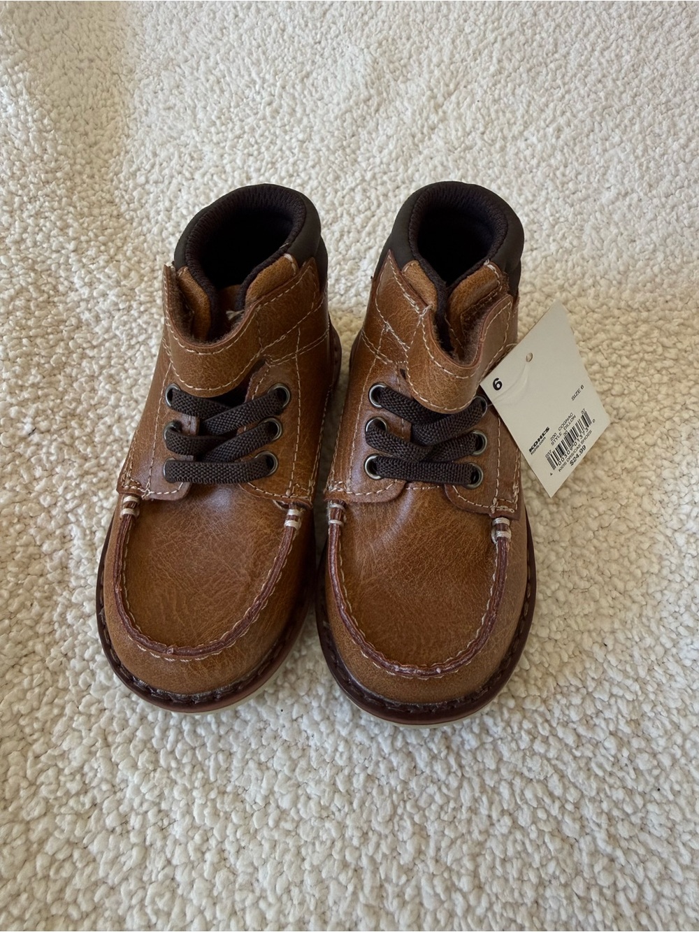 Jumping Beans toddler 6 Kids Brown Casual Leather-Look Boots new!